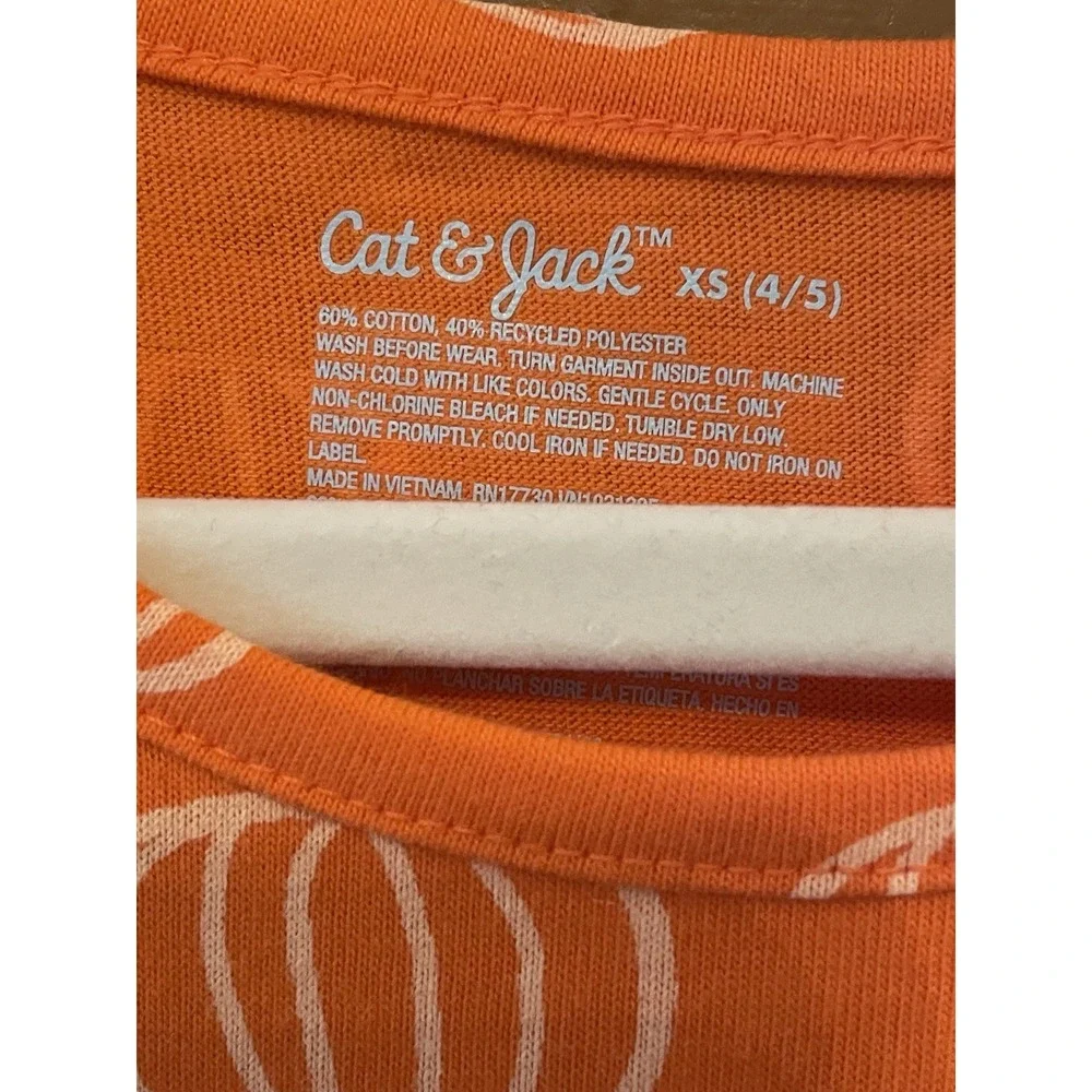 Cat & Jack Girls Fall Orange Pumpkin Dress with Pockets Size XS (4/5) NWT